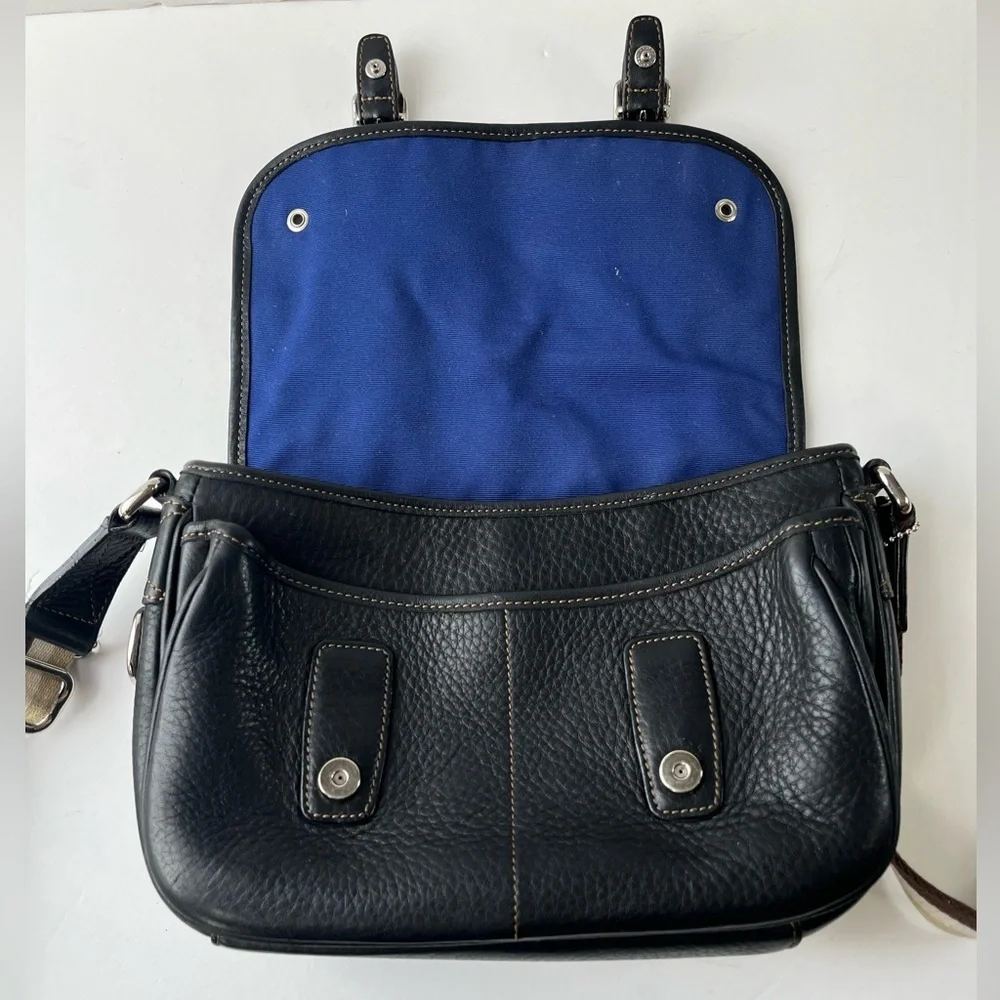 Coach Black Pebbled Leather Field Crossbody Bag 9609